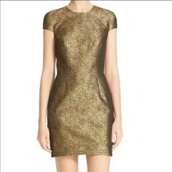 knee length dresses for ladies Diane Von Furstenberg Chrisey Metallic Dress – BLU'S main image 0